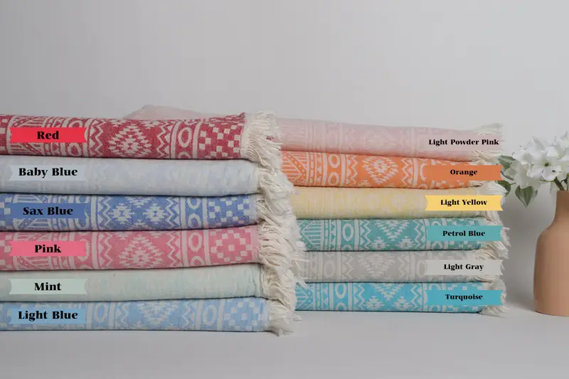 68x36 Cotton Geometric Towel, Bachelorette Party Decorations, Travel towel, Bridal Shower Favors, Turkish Towel Personalized, Welcome Wedding Gift - 1