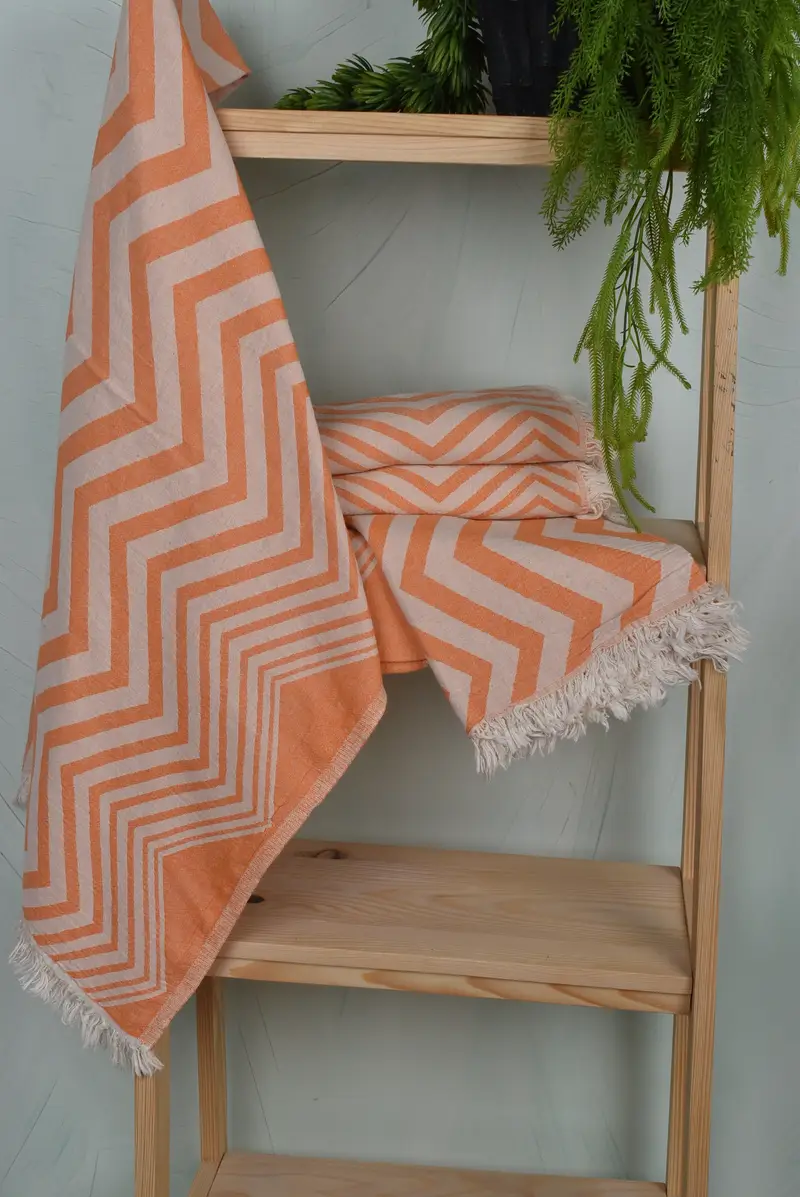 Quick-dry peshtemal, Personalized Beach Towel, Large Beach Towel Personalized, 70x40 Cotton Zigzag Design Towel, Bridesmaid Gift, House Warming Gift - 6