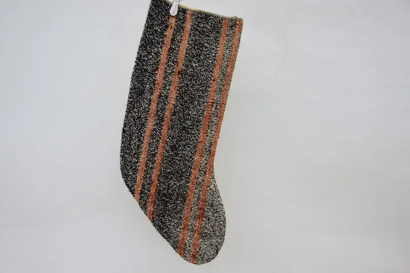 Kahverengi ve Turuncu Noel Süsleri Çorabı, 15.7 İnç Tatil Çorabı