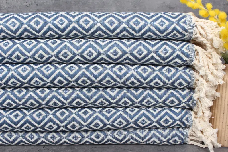 Organic Petrol Blue Peshtemal Beach Towel, 40x71 Inches