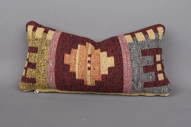 Outdoor Patio Cushion Cover, Kilim Pillow, Pillow Case, Morroccon Kilim Cushion Pillow, 8x16 Red Pillow, Gift Pillow, Vintage Pillow - 1