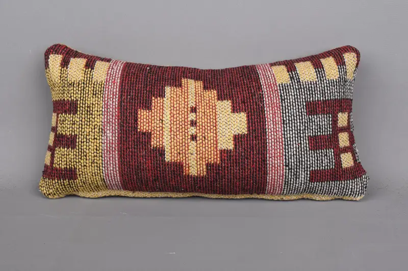 Outdoor Patio Cushion Cover, Kilim Pillow, Pillow Case, Morroccon Kilim Cushion Pillow, 8x16 Red Pillow, Gift Pillow, Vintage Pillow - 4