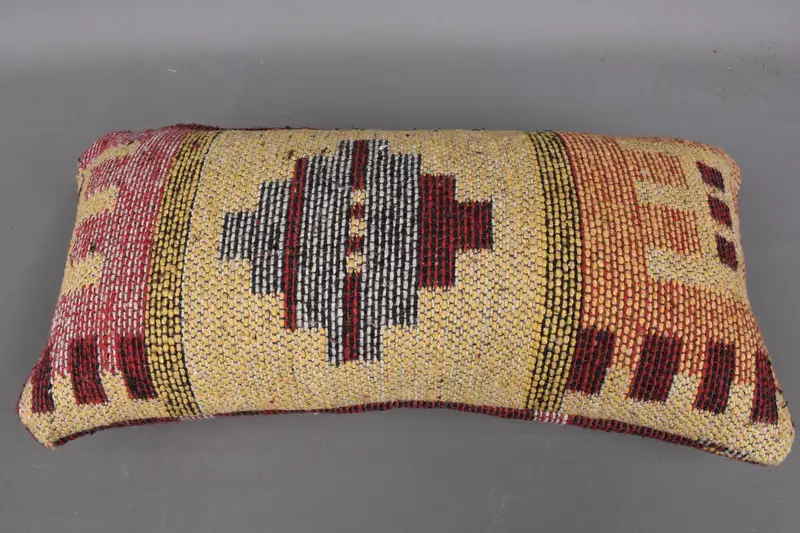 Outdoor Patio Cushion Cover, Kilim Pillow, Pillow Case, Morroccon Kilim Cushion Pillow, 8x16 Red Pillow, Gift Pillow, Vintage Pillow - 7