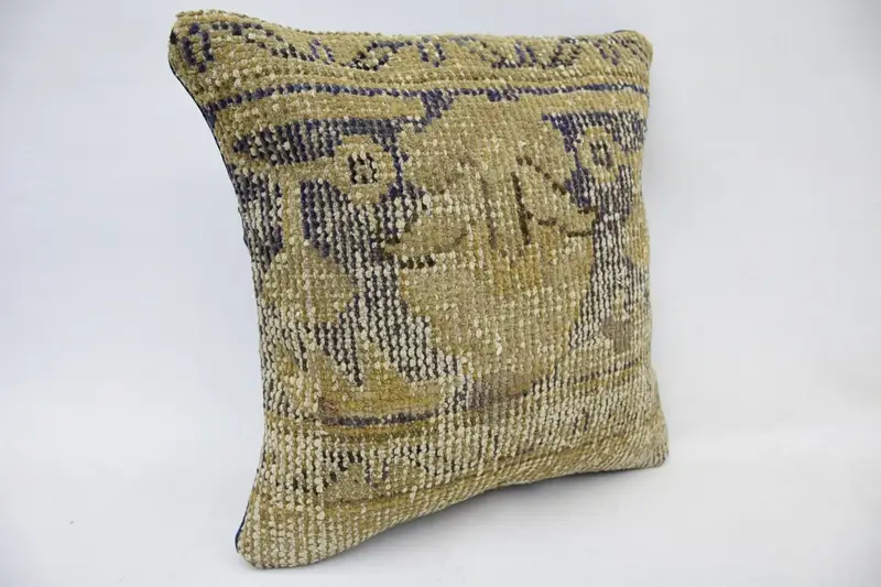 Pillow for Couch, Antique Pillows, Cotton Cushion Cover, Retro Throw Pillow, Vintage Kilim Throw Pillow, 14x14 Beige Cushion Case, Pillow - 2