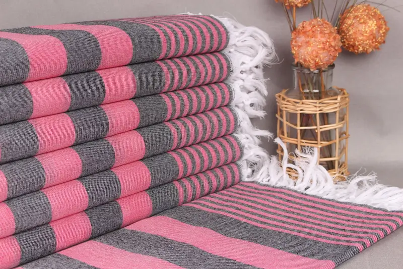 Black-Fuchsia Cotton Towel Organic Cotton, 36x67 Inches