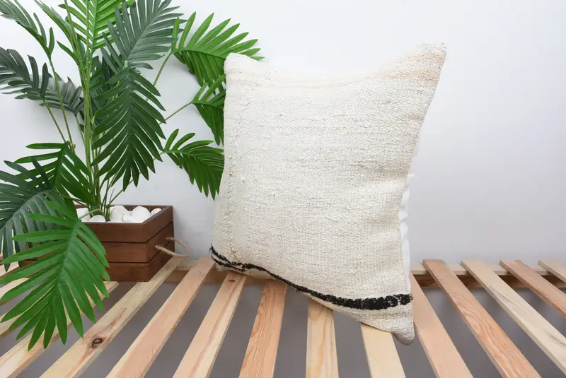 Home Decor Pillow, Vintage Kilim Throw Pillow, Bright Pillow Cover, Farmhouse Pillow, 20x20 White Cushion Cover, Pillow for Sofa, Pillow - 5