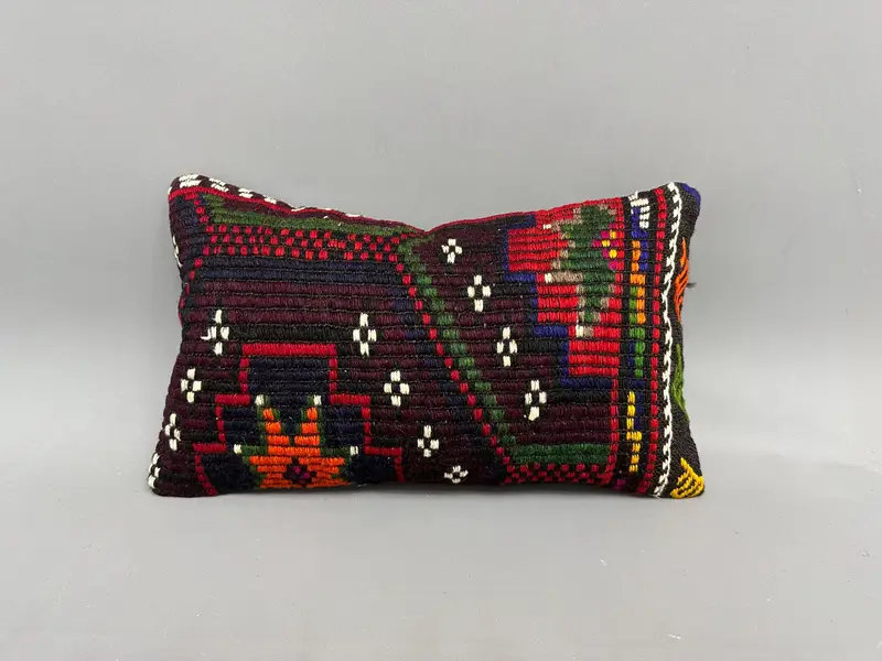 Boho Pillow Sham Cover, Gift Pillow, Decorative Pillow Cover, Home Decor Pillow, Pillow, 12x20 Red Pillow Cover, Wool Kilim Pillow Pillow Case - 4