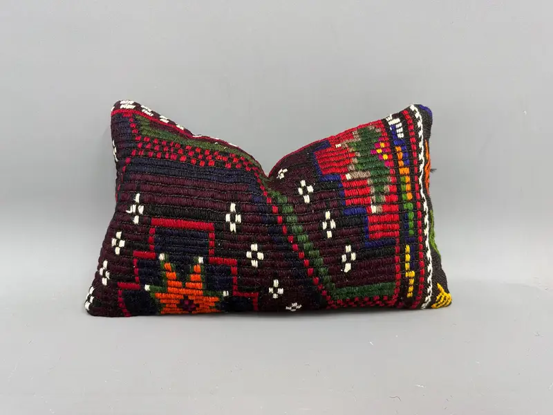 Boho Pillow Sham Cover, Gift Pillow, Decorative Pillow Cover, Home Decor Pillow, Pillow, 12x20 Red Pillow Cover, Wool Kilim Pillow Pillow Case - 1