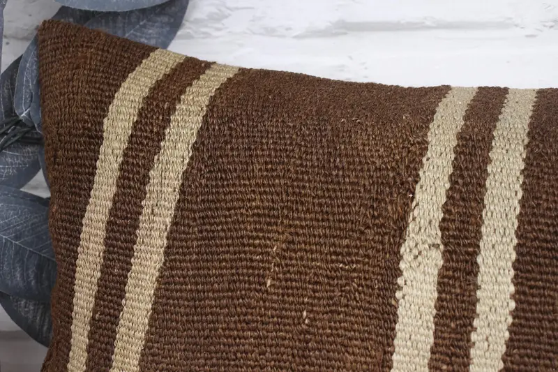 Turkish Corner Pillow Case, Turkish Kilim Pillow, Kilim Cushion Sham, Pillow Sham, Vintage Kilim Throw Pillow, 12x36 Beige Pillow Sham - 2