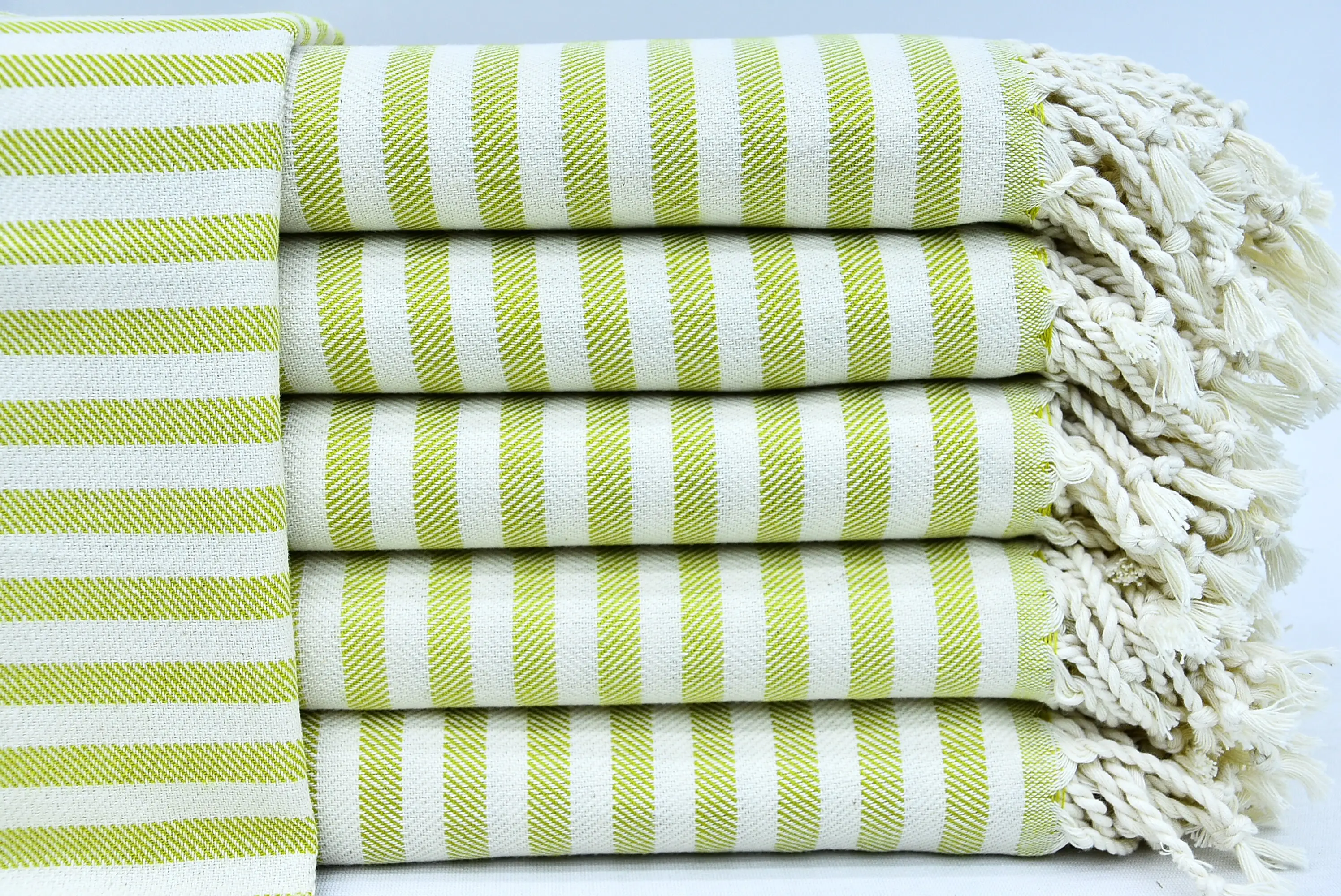 Turkish Hand Towel Green White Cotton 24x40 - 1