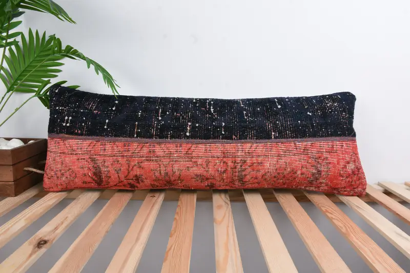 Kilim Pillow Cover, Kilim Cushion Sham, Cushion Cover, 12x36 Red Pillow Sham, Interior Designer Pillow, Kilim Rug Pillow Case - 1