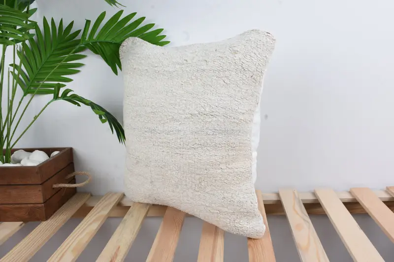 16x16 White Pillow Case, Vintage Kilim Throw Pillow, Ikat Cushion, Interior Designer Pillow, Rustic Pillow Case, Antique Pillows, Cushion - 5