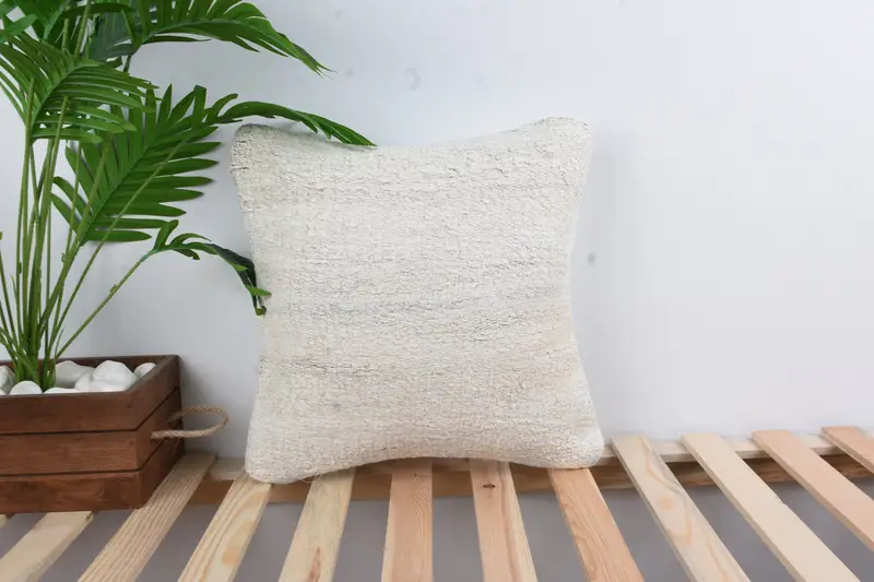 16x16 White Pillow Case, Vintage Kilim Throw Pillow, Ikat Cushion, Interior Designer Pillow, Rustic Pillow Case, Antique Pillows, Cushion - 1