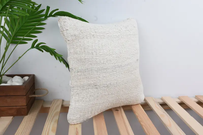 16x16 White Pillow Case, Vintage Kilim Throw Pillow, Ikat Cushion, Interior Designer Pillow, Rustic Pillow Case, Antique Pillows, Cushion - 4