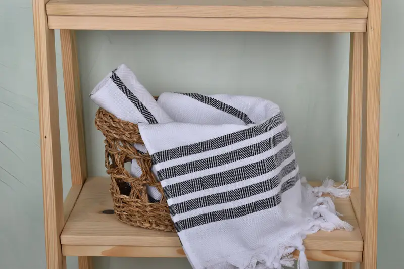 Travel Towel, 36x24 Cotton Herringbone Towel, Small Towel, Personalized Gift, First Wedding Anniversary Gift, Custom Hand Towel, Monogram Hand Towel - 4