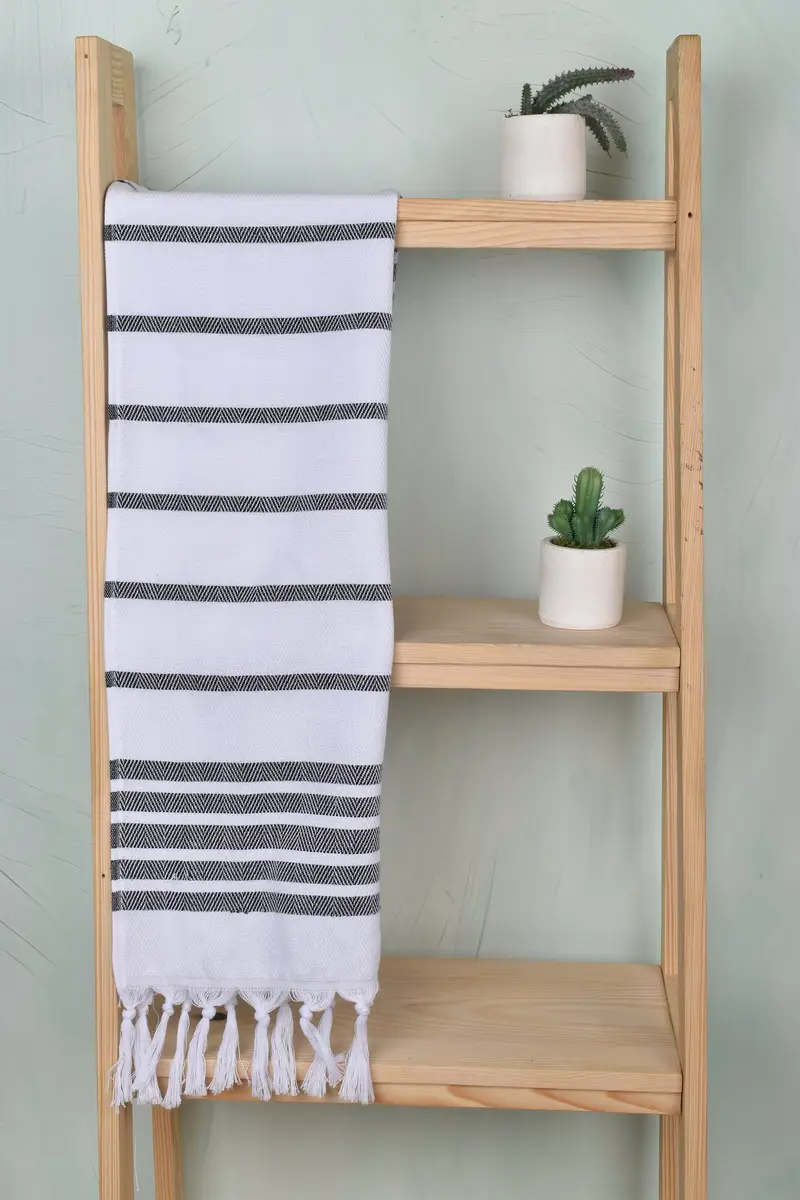 Travel Towel, 36x24 Cotton Herringbone Towel, Small Towel, Personalized Gift, First Wedding Anniversary Gift, Custom Hand Towel, Monogram Hand Towel - 8