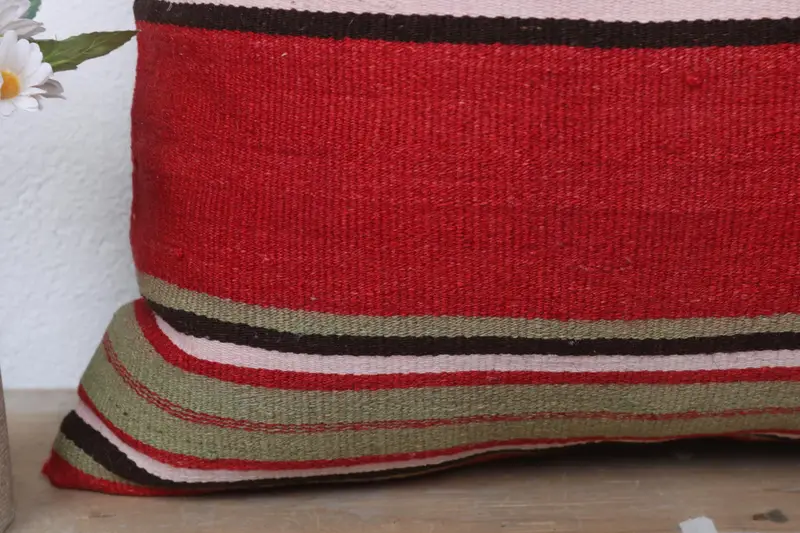 Vintage Kilim Throw Pillow, Boho Pillow, Pillow Sham, Vintage Pillow Cover, 20x20 Red Pillow Sham, Kilim Pillow, Bohemian Cushion Pillow Cover - 3