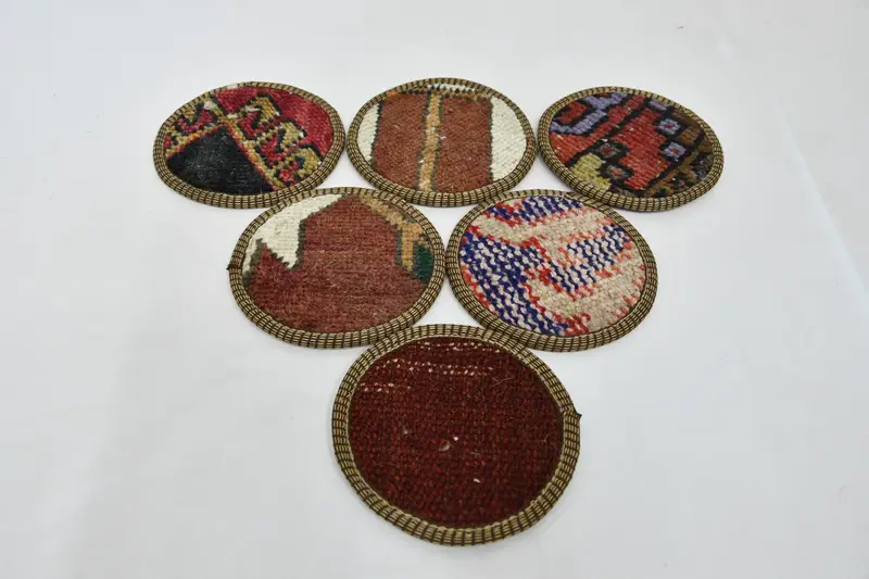 Juego de posavasos redondos bohemios, posavasos marrones y bronce