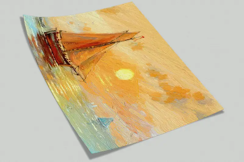 Fishing Boats Paiting, Sunset Landscape Wall Art, Abstract Sea Mural, View Wall Mural, Seascape Wall Art, Boat Landscape Wall Art, - 10