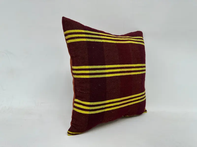 Türkischer Kilim -Kissen, Yoga -Kissen, Quadratwurfkissenbezug, Kissenbezüge, Vintage -Kissen, 16x16 Rote Kissenbezüge, handgefertigtes Kilimkissen - 3