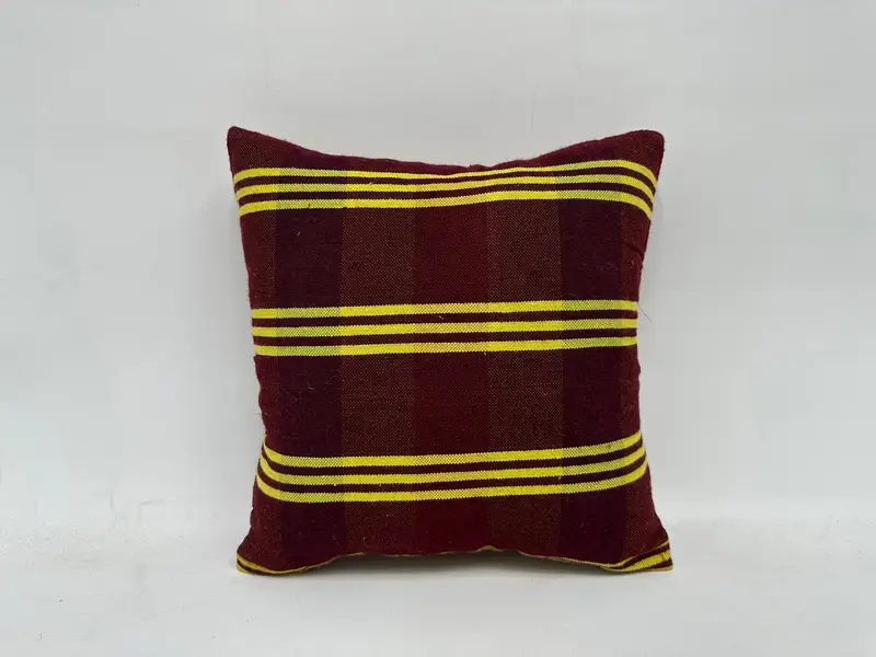 Türkischer Kilim -Kissen, Yoga -Kissen, Quadratwurfkissenbezug, Kissenbezüge, Vintage -Kissen, 16x16 Rote Kissenbezüge, handgefertigtes Kilimkissen - 1
