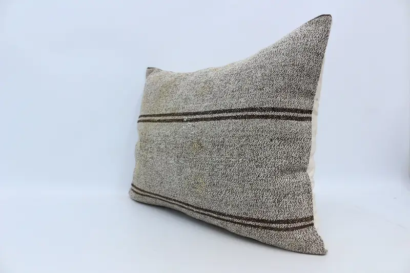 Ethnical Kilim Rug Pillow, Aesthetic Pillow Cover, Kilim Cushion Sham, Pillow Case, 20x28 Brown Pillow Sham, Interior Designer Pillow - 4