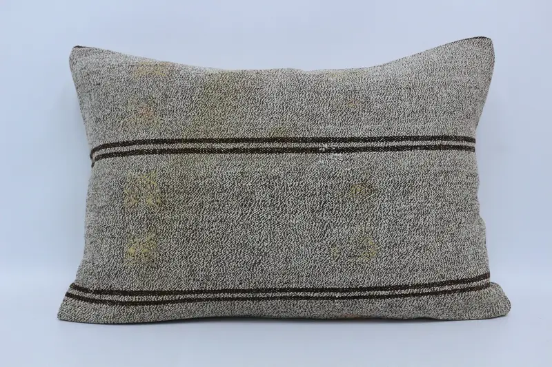 Ethnical Kilim Rug Pillow, Aesthetic Pillow Cover, Kilim Cushion Sham, Pillow Case, 20x28 Brown Pillow Sham, Interior Designer Pillow - 1