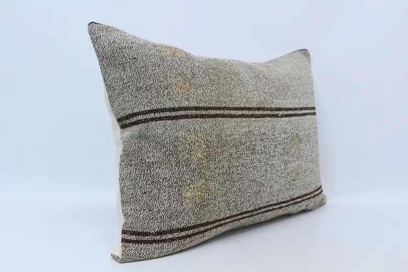 Ethnical Kilim Rug Pillow, Aesthetic Pillow Cover, Kilim Cushion Sham, Pillow Case, 20x28 Brown Pillow Sham, Interior Designer Pillow - 3