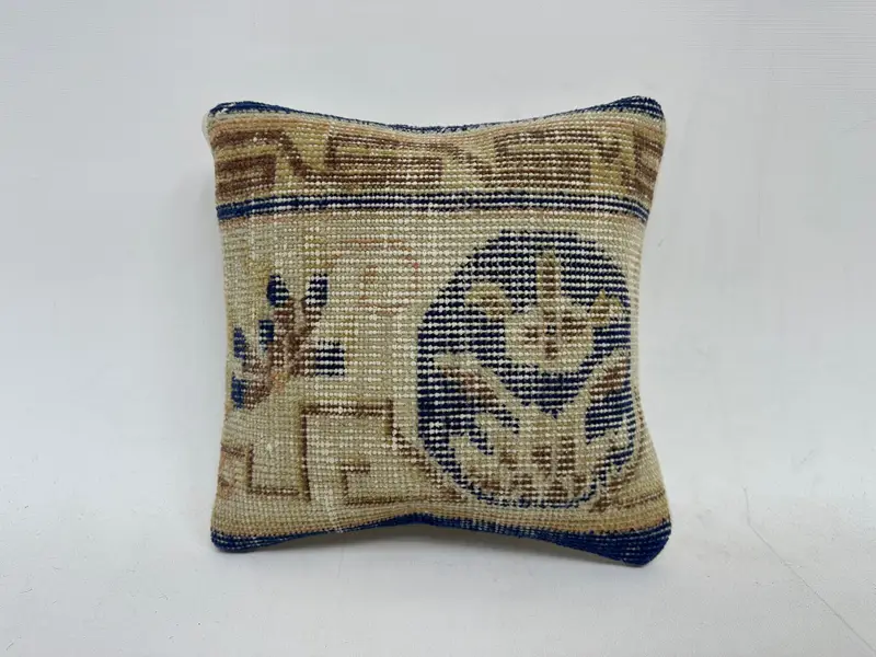 Boho Pillow, Pillow for Couch, 12x12 Beige Pillow Cover, Kilim Pillow Cover, Pillow Cover, Vintage Pillow Case, Ethnic Pillow Cover Pillow Case - 1