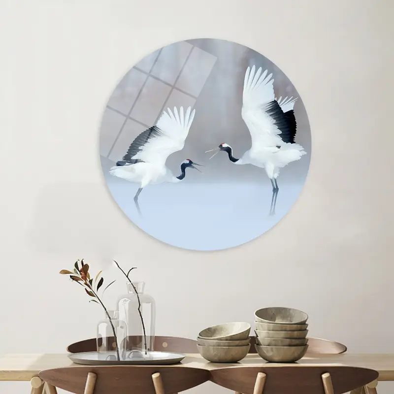 エレガントなプリント キャンバス: 踊る鳥、鶴、野生動物