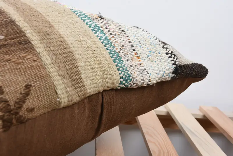 Kilim Cushion Sham, Morroccon Kilim Cushion Cushion, Interior Designer Pillow, 20x20 Brown Pillow Case, Vintage Kilim Throw Pillow, Pillow Cover - 7