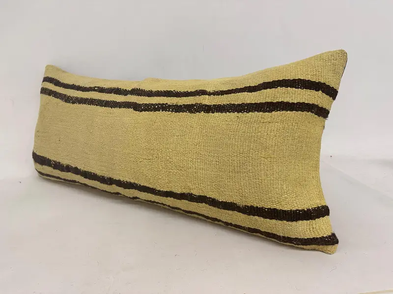 Throw Kilim Pillow, Pillow, Decorative Throw Pillow, Turkish Kilim Pillow, Natural Pillow Case, 16x36 Beige Cushion, Ethnical Kilim Rug Pillow - 4