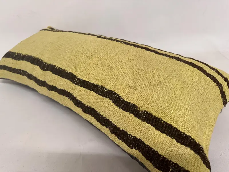 Throw Kilim Pillow, Pillow, Decorative Throw Pillow, Turkish Kilim Pillow, Natural Pillow Case, 16x36 Beige Cushion, Ethnical Kilim Rug Pillow - 6