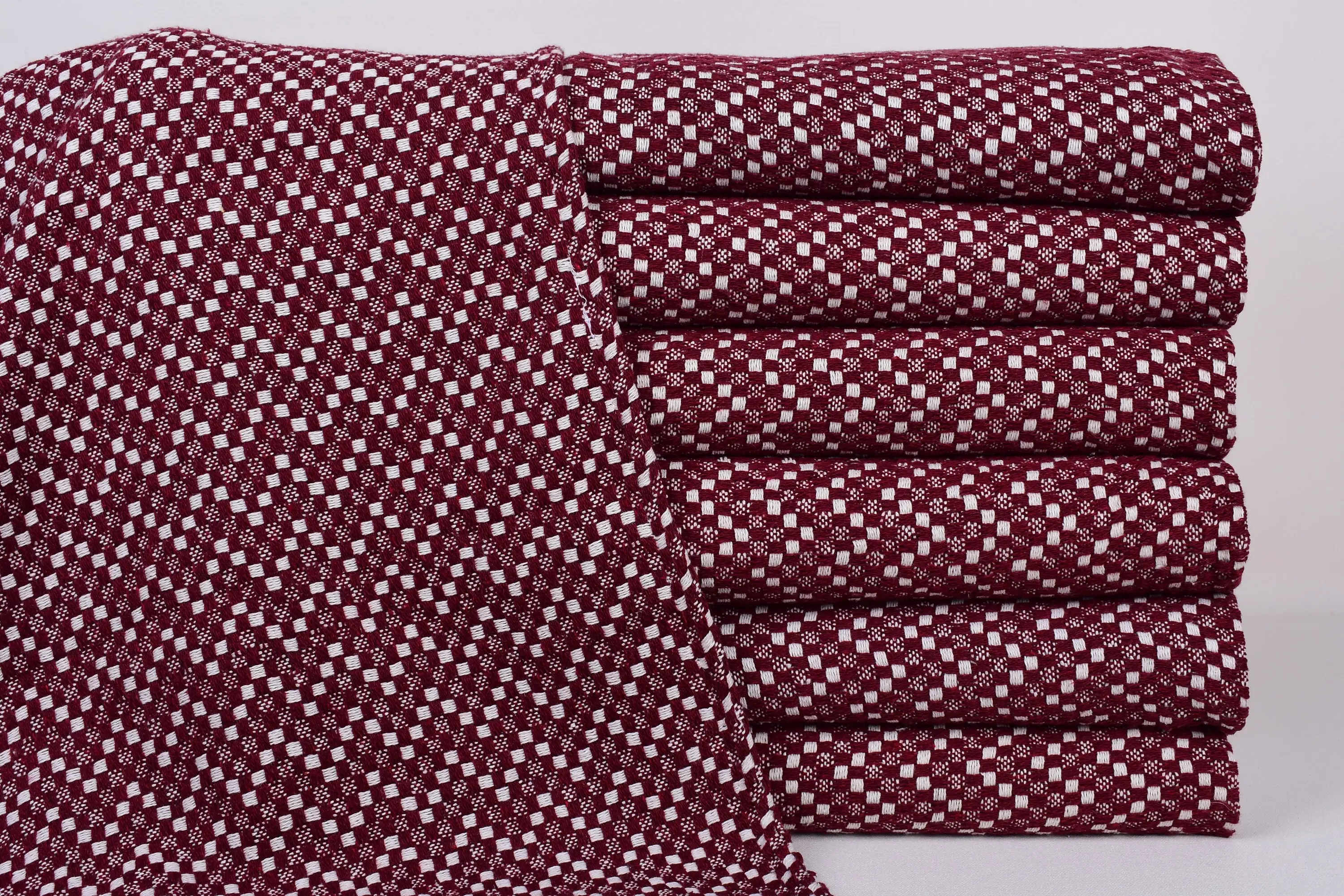 Burgundy Herringbone Dish Towel Organic Cotton, 32x20 Inches - 1