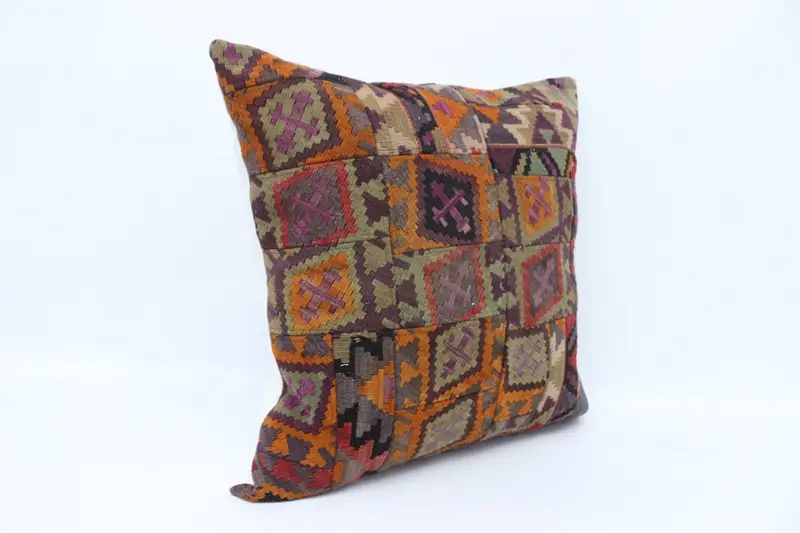 Turkish Pillow, Boho Pillow, Armchair Cushion Cover, 28x28 Orange Pillow Sham, Car Pillow Sham, Pillow for Sofa, Pillow, Bolster Cushion - 3