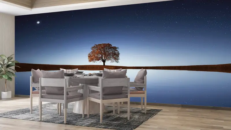Tree Landscape Mural, Sky Wall Mural, Space Wall Mural, Galaxy Wall Poster, Moon Wall Poster, Tree Wall Poster, Night Wallpaper, - 7