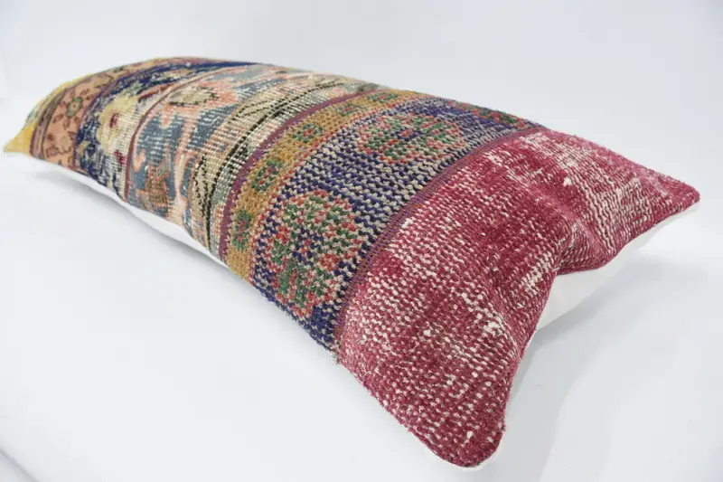 Cushion, Luxury Pillow Cover, Boho Pillow Sham Cover, Vintage Kilim Throw Pillow, Vintage Kilim Pillow Pillow Case, Kilim Pillow, 16x36 Blue Pillow - 5