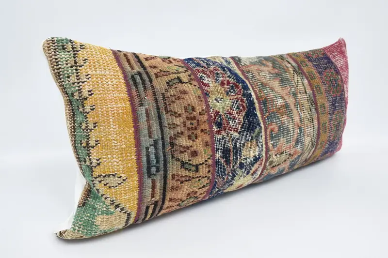 Cushion, Luxury Pillow Cover, Boho Pillow Sham Cover, Vintage Kilim Throw Pillow, Vintage Kilim Pillow Pillow Case, Kilim Pillow, 16x36 Blue Pillow - 3
