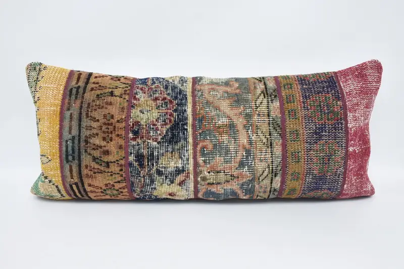 Cushion, Luxury Pillow Cover, Boho Pillow Sham Cover, Vintage Kilim Throw Pillow, Vintage Kilim Pillow Pillow Case, Kilim Pillow, 16x36 Blue Pillow - 1