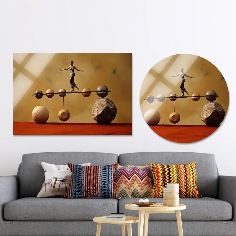 Zarif Soyut Kadın Kanvas: Ofis Sanatı Dengesi Baskı