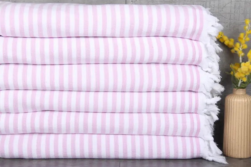 Personalized Terry Towel Monogram Beach Towel Damson Striped, 36x71 Inches