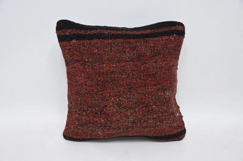 Ethnical Kilim Rug Pillow, Cushion, Interior Designer Pillow, Office Chair Cushion Cover, Kilim Pillow, 12x12 Red Pillow, Designer Throw Pillow - 1