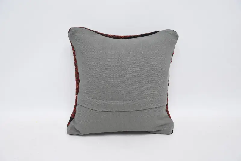 Ethnical Kilim Rug Pillow, Cushion, Interior Designer Pillow, Office Chair Cushion Cover, Kilim Pillow, 12x12 Red Pillow, Designer Throw Pillow - 6