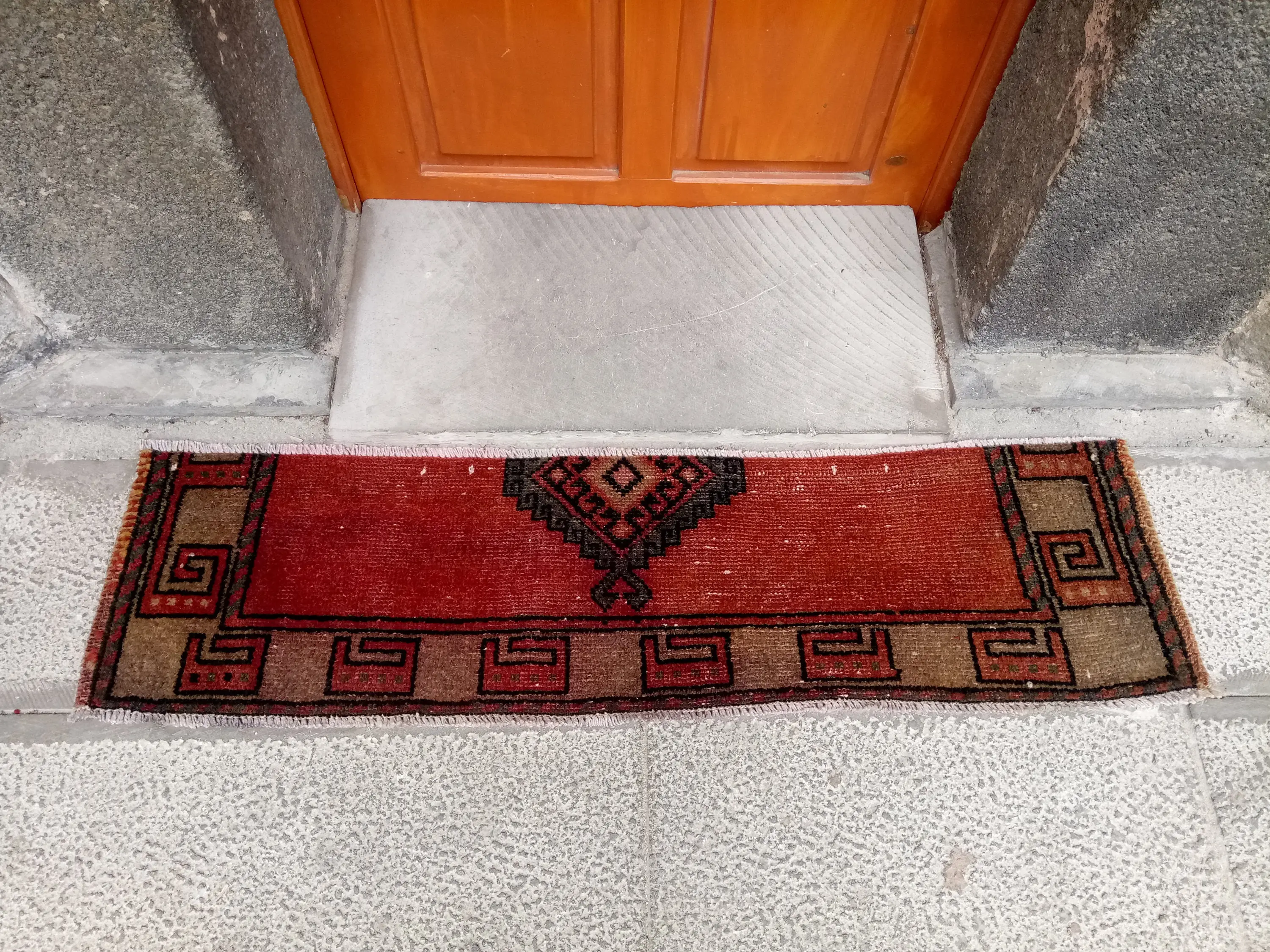 1x3,9 ft türkischer Teppich, kleiner Vintage Teppich, rotbrauner Orientteppich - 1