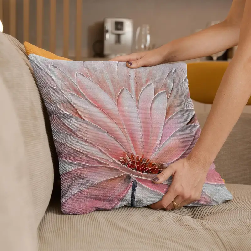 Almohada estampada de lujo abstracta rosa: comodidad moderna y diseño elegante