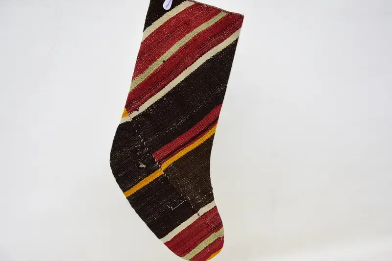 Brown and Red Christmas Stocking, 15.7 Inch Holiday Decor