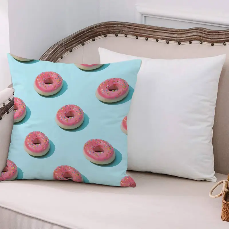 Almohada estampada Candy Donut: delicia rosa y azul