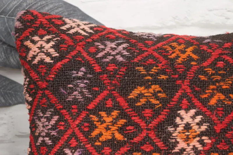 Interior Designer Pillow, 16x16 Red Pillow, Kilim Pillow, Pet Cushion Case, Decorative Bolster Pillow Cover, Pillow Case, Boho Pillow Sham Cover - 2