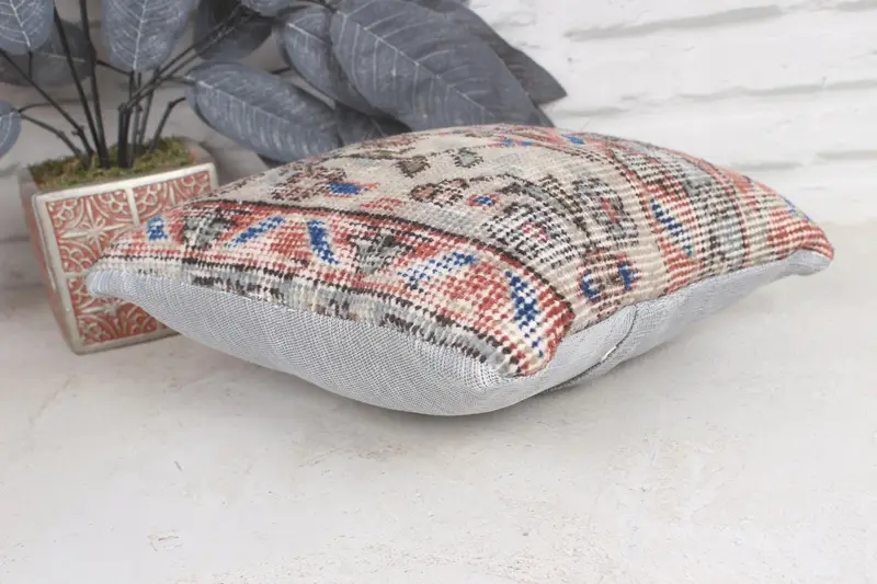 Yoga Cushion, Kilim Pillow Cover, Pillow Case, Vintage Kilim Throw Pillow, Comfy Throw Pillow, 12x12 Beige Pillow Case, Vintage Kilim Pillow - 6