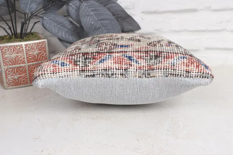 Yoga Cushion, Kilim Pillow Cover, Pillow Case, Vintage Kilim Throw Pillow, Comfy Throw Pillow, 12x12 Beige Pillow Case, Vintage Kilim Pillow - 5